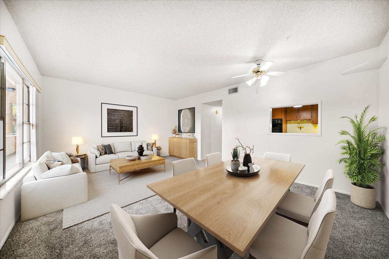 Virtually Staged Living/Dining Room