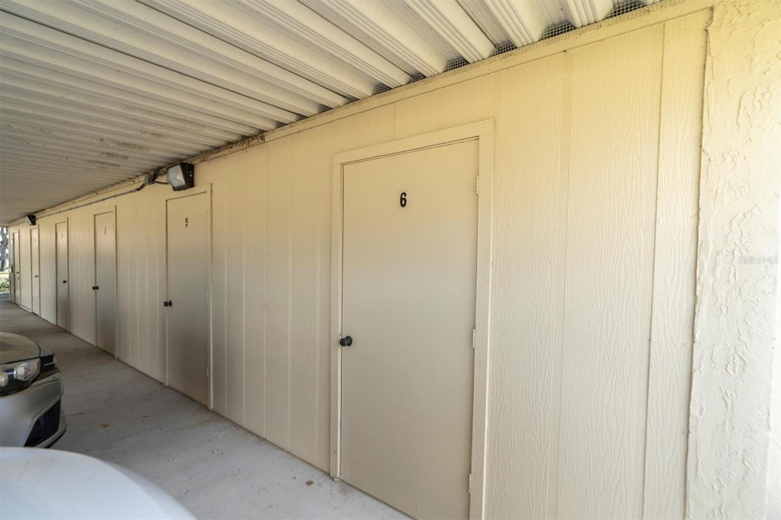 Carport with storage closet