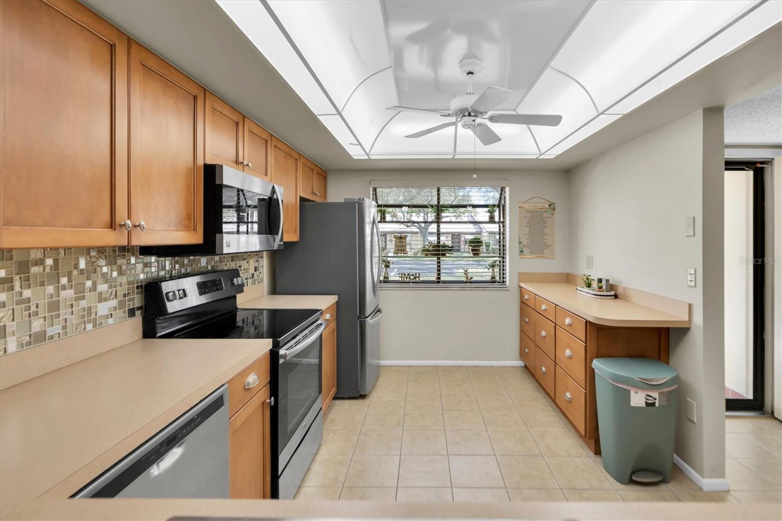 Kitchen with extra cabinet bank for storage