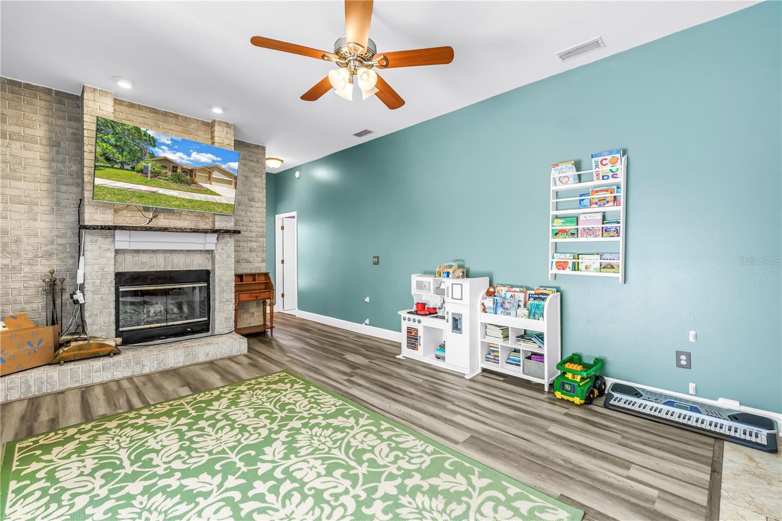 Beautiful brick fireplace