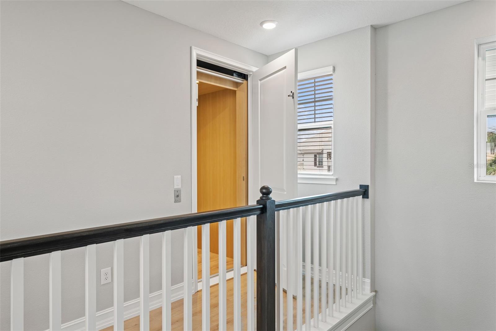 Upstairs elevator access adjacent to loft