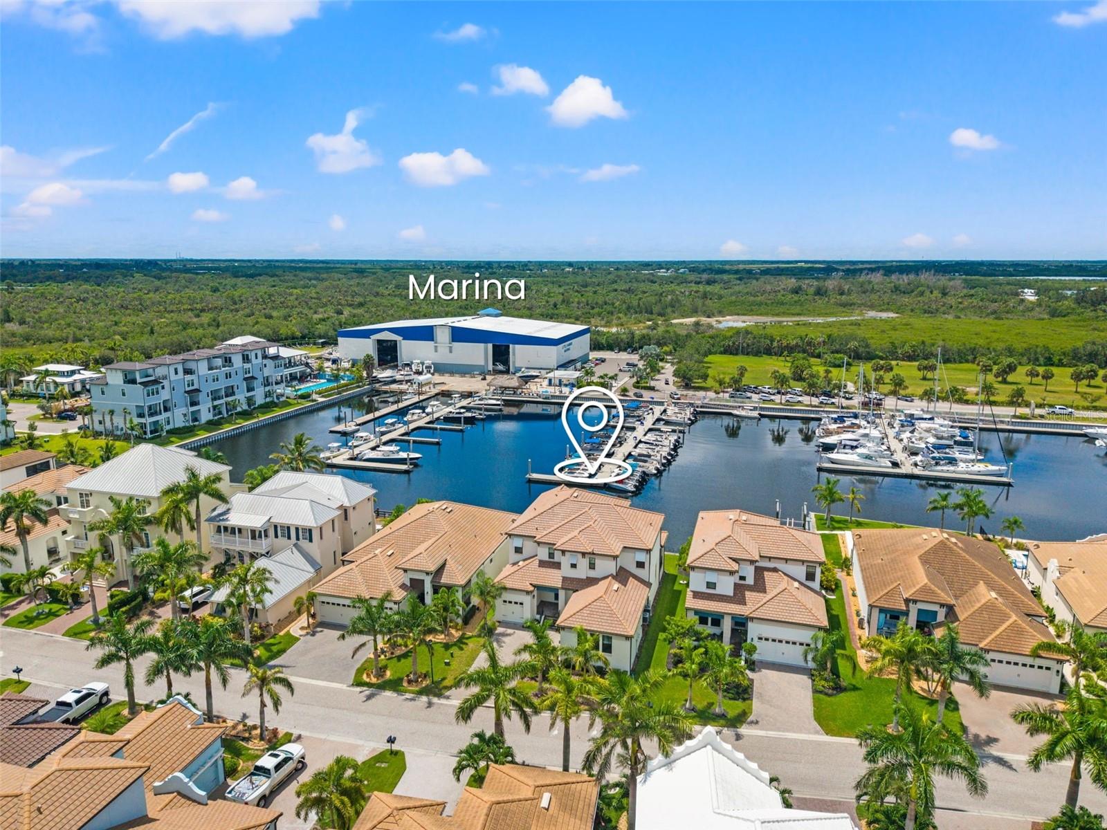 Aerial View of Marina/Boat Club behind home