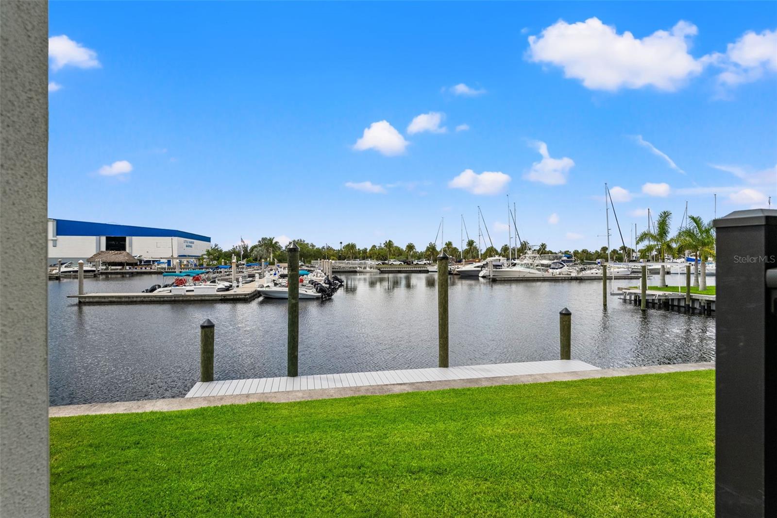 Waterfront backyard with dock