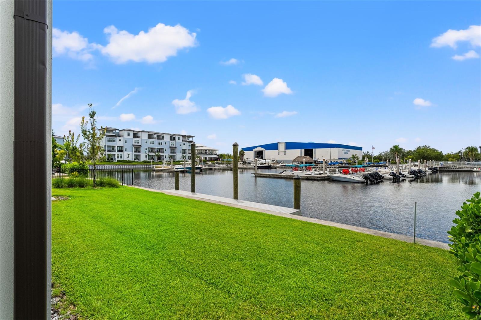 Waterfront backyard with dock