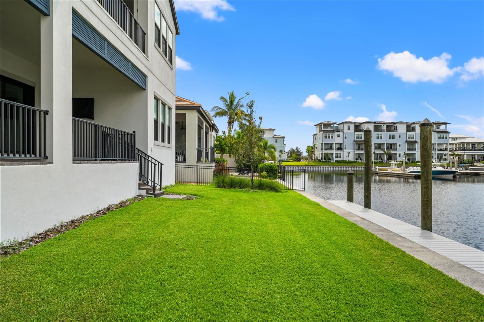 Waterfront backyard with dock