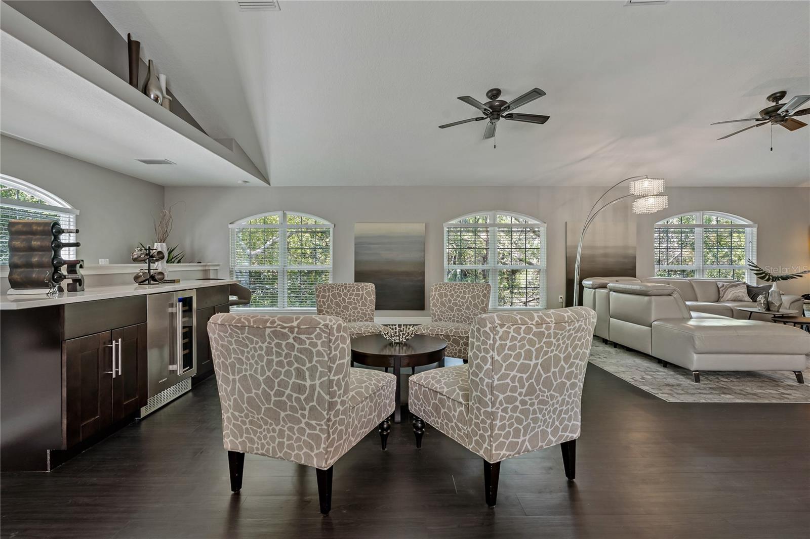 SITTING AREA WITH CUSTOM BUILT IN WINE BAR!