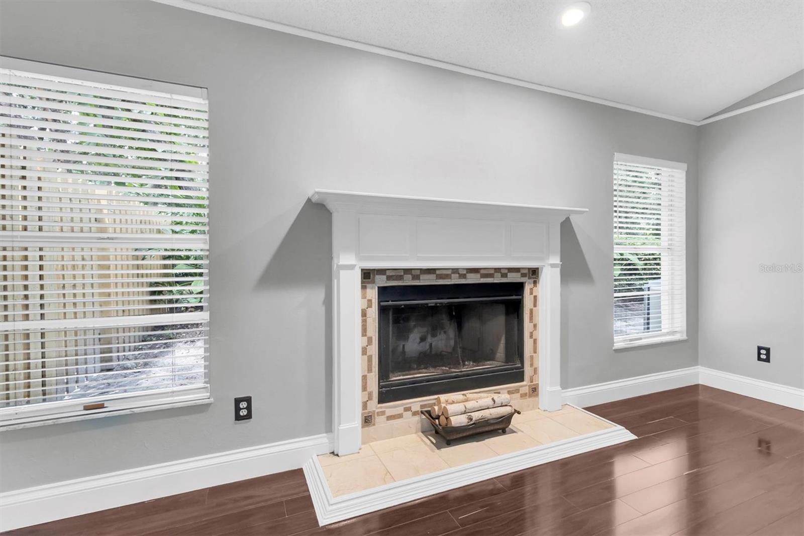 wood burning fireplace