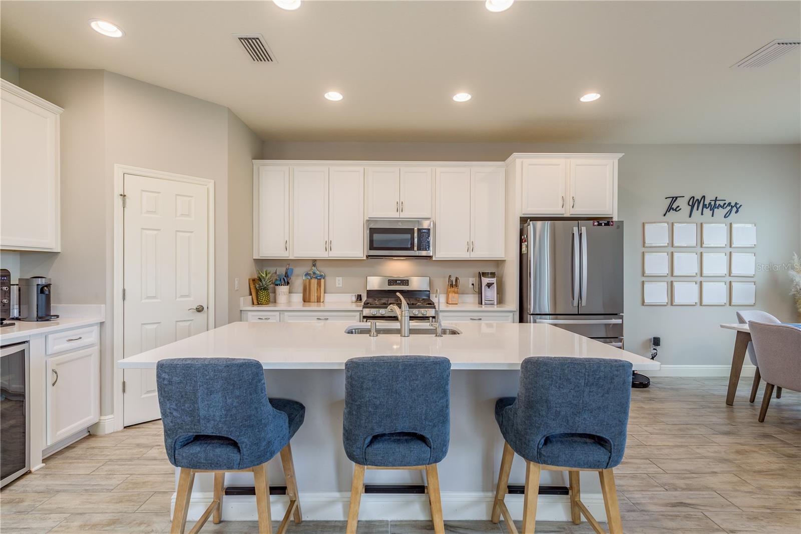 Lots of cabinet space and a Beverage Fridge too!