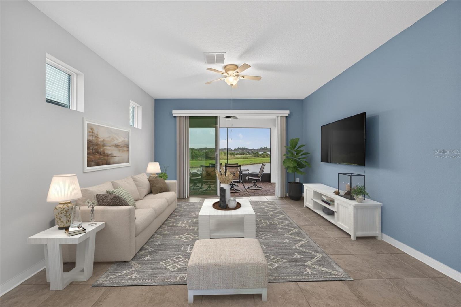 virtually staged great room