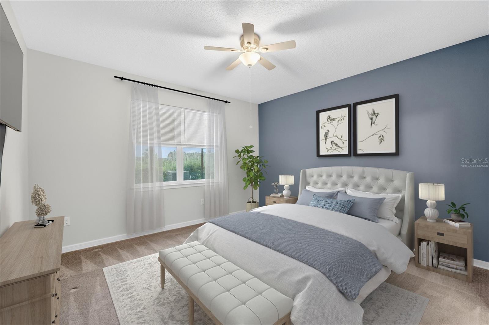 virtually staged primary bedroom