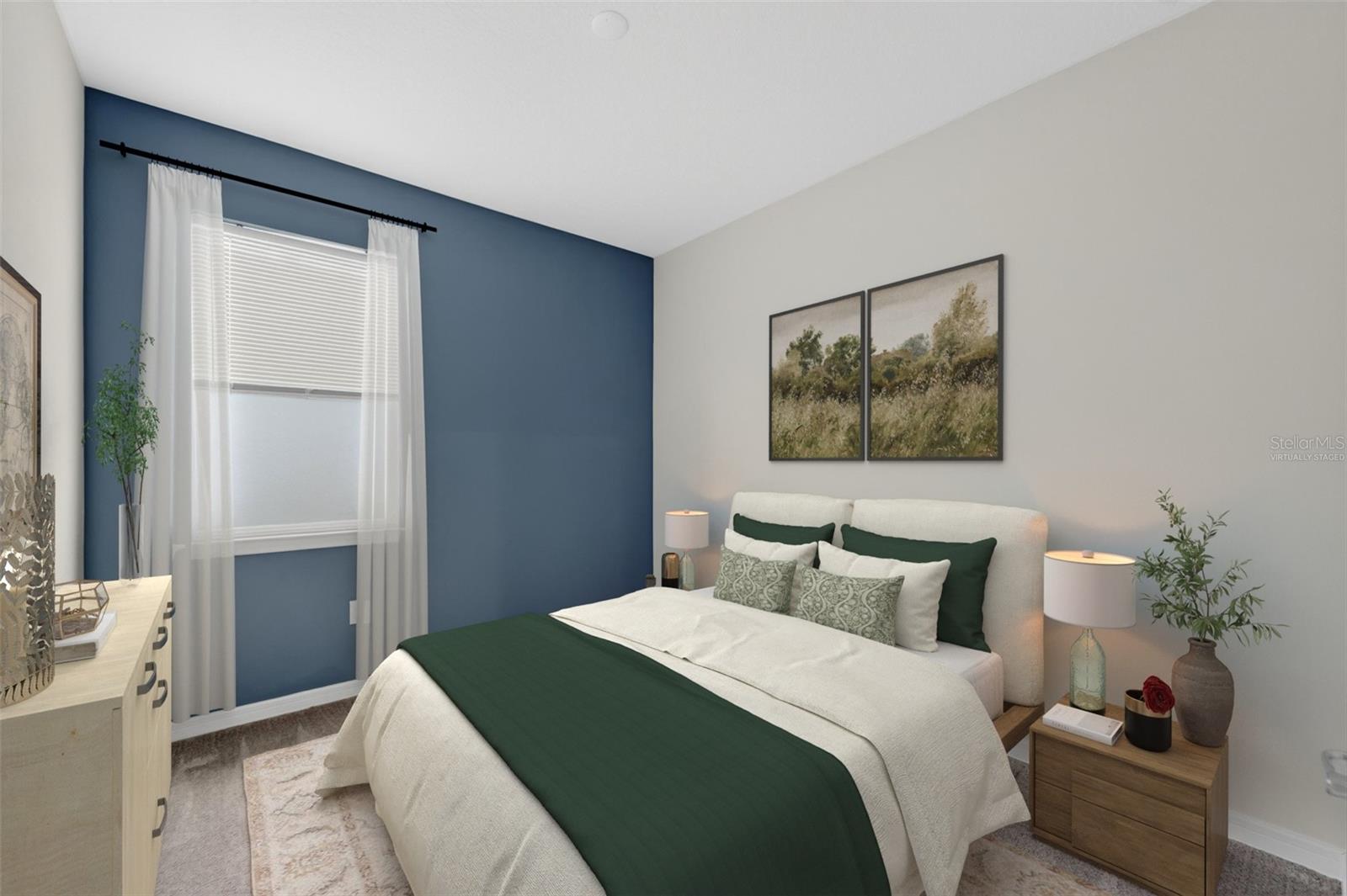 virtually staged guest bedroom