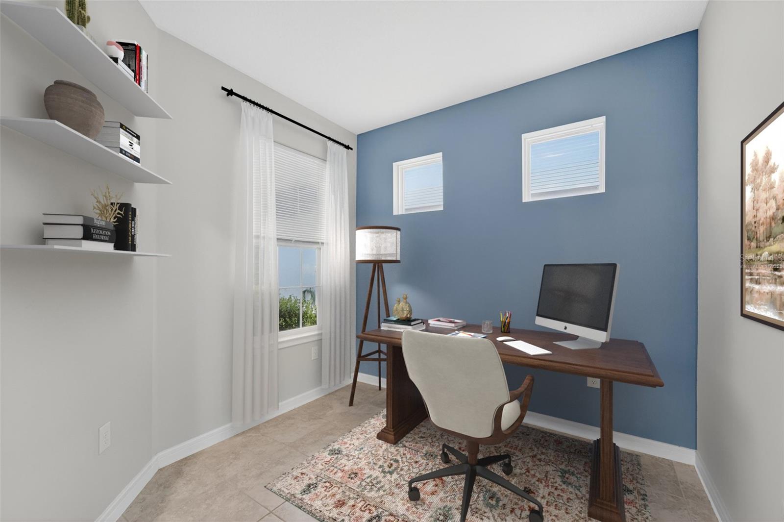 virtually staged office/ flex space