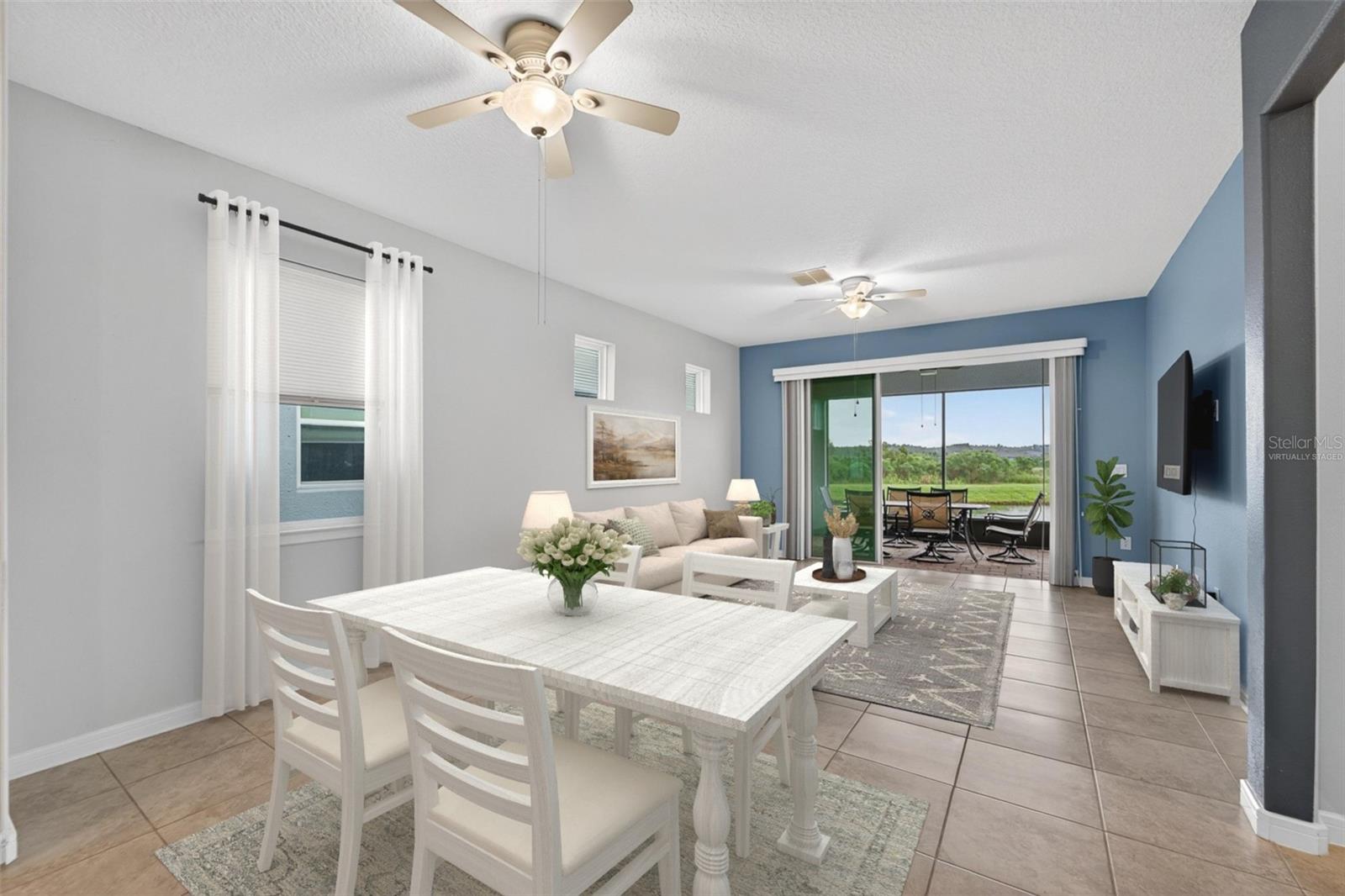 virtually staged dining/ great room