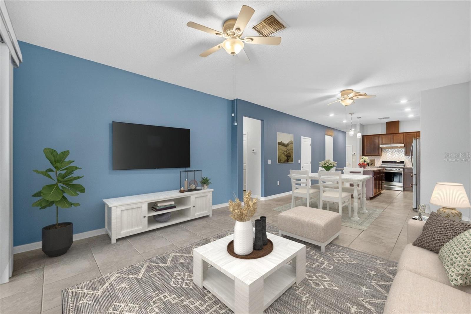 virtually staged great room