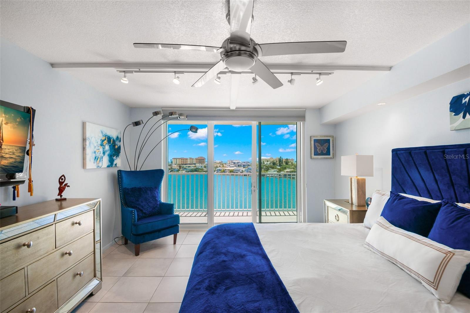 View from private balcony off of primary suite with views of the Gulf