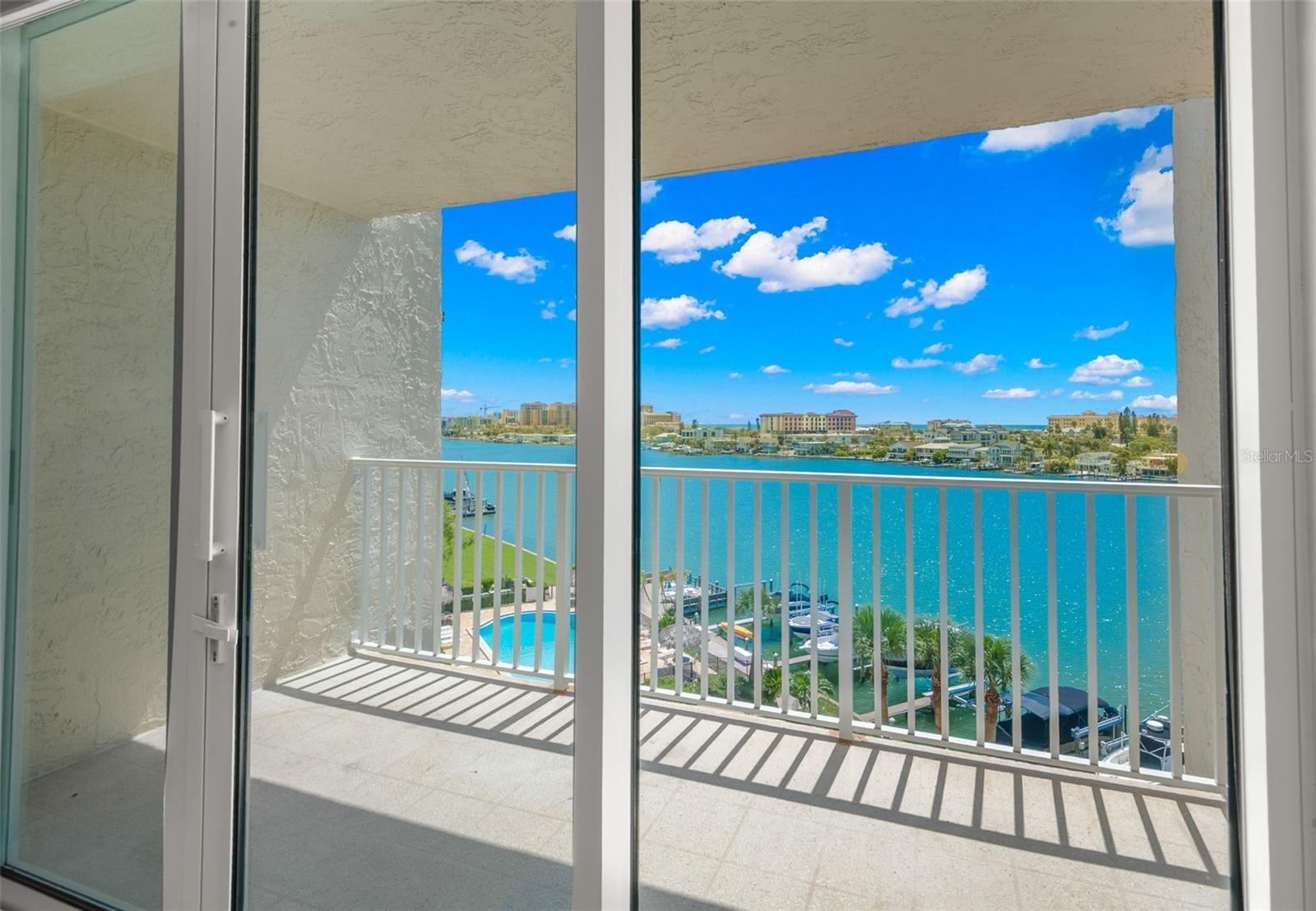 View from private balcony off of primary suite with views of the Gulf