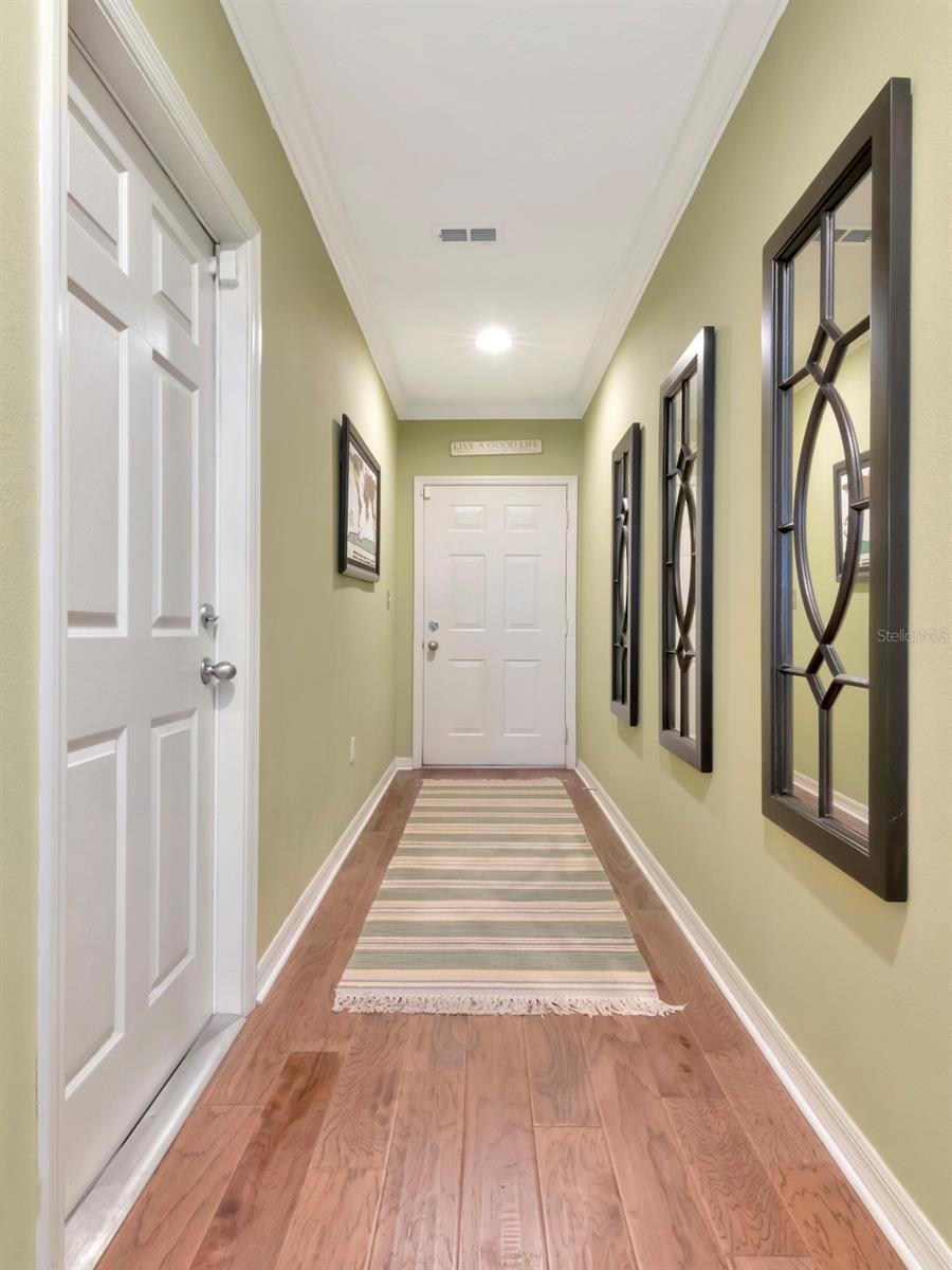 Entryway and access to garage on the left