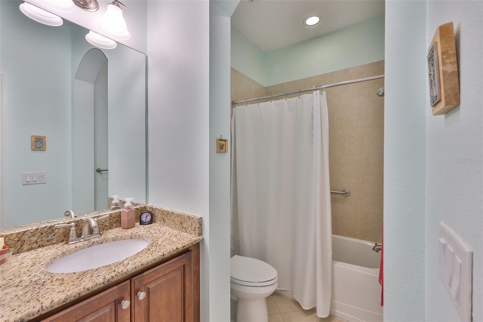 Bathroom 2, granite, under-mount sink, shower/tub combo