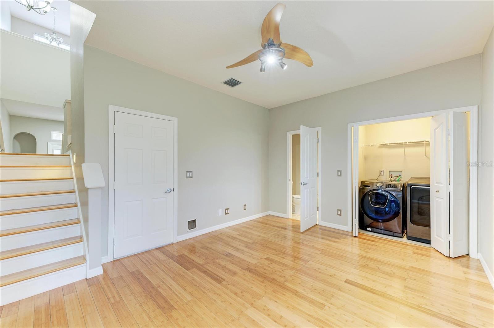 First-floor flex space ideal for an office, loft, fitness room, or bedroom.