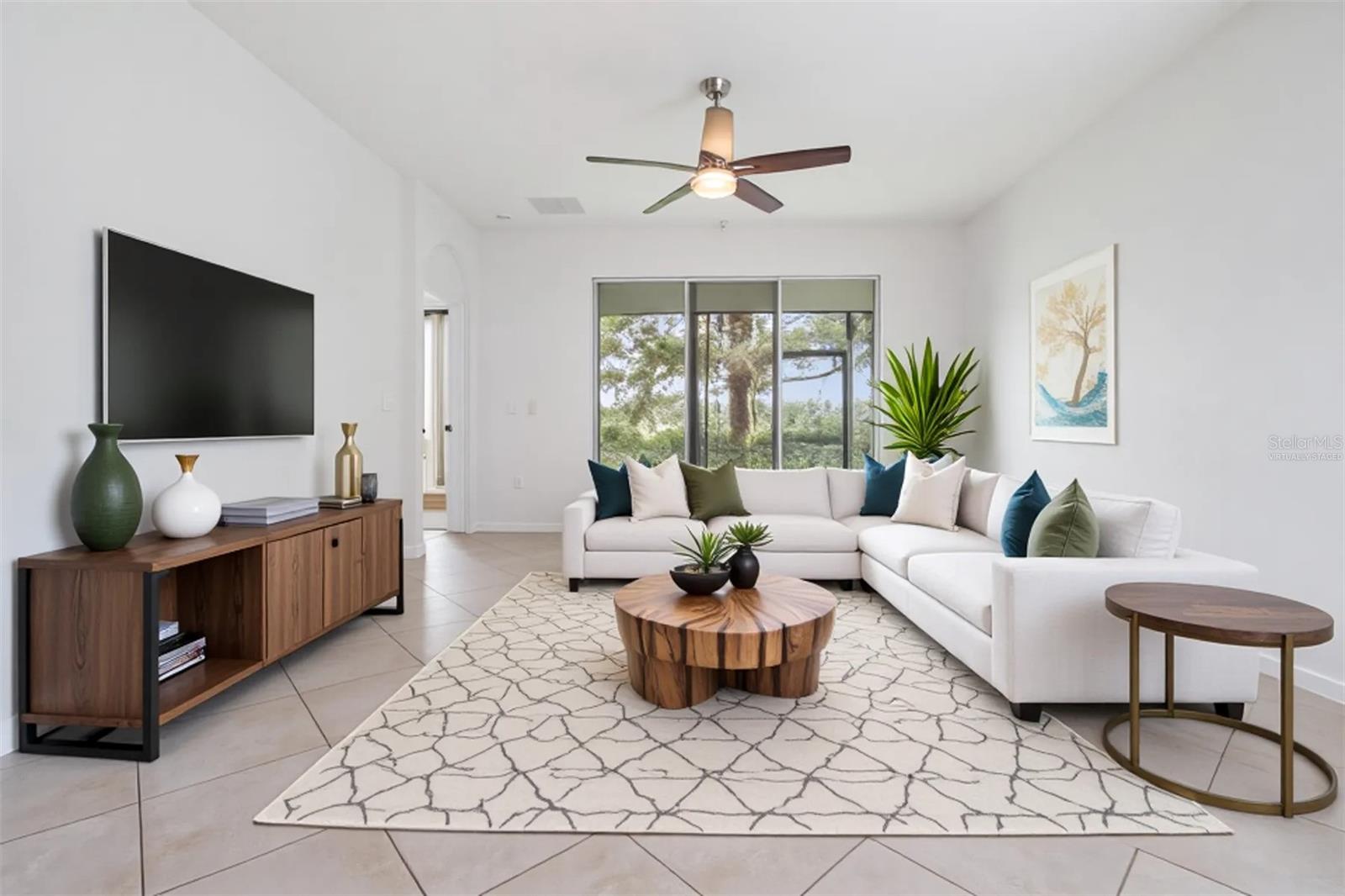 Virtually Staged entertaining living room