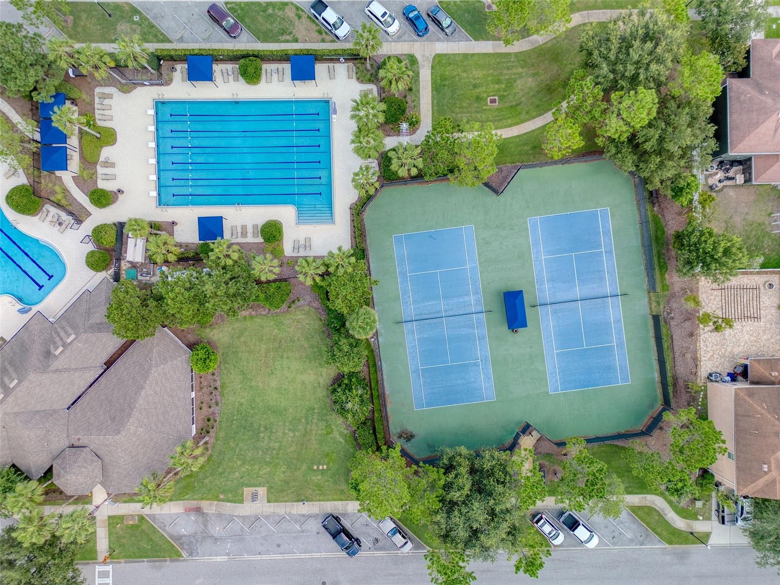 Pool and tennis courts