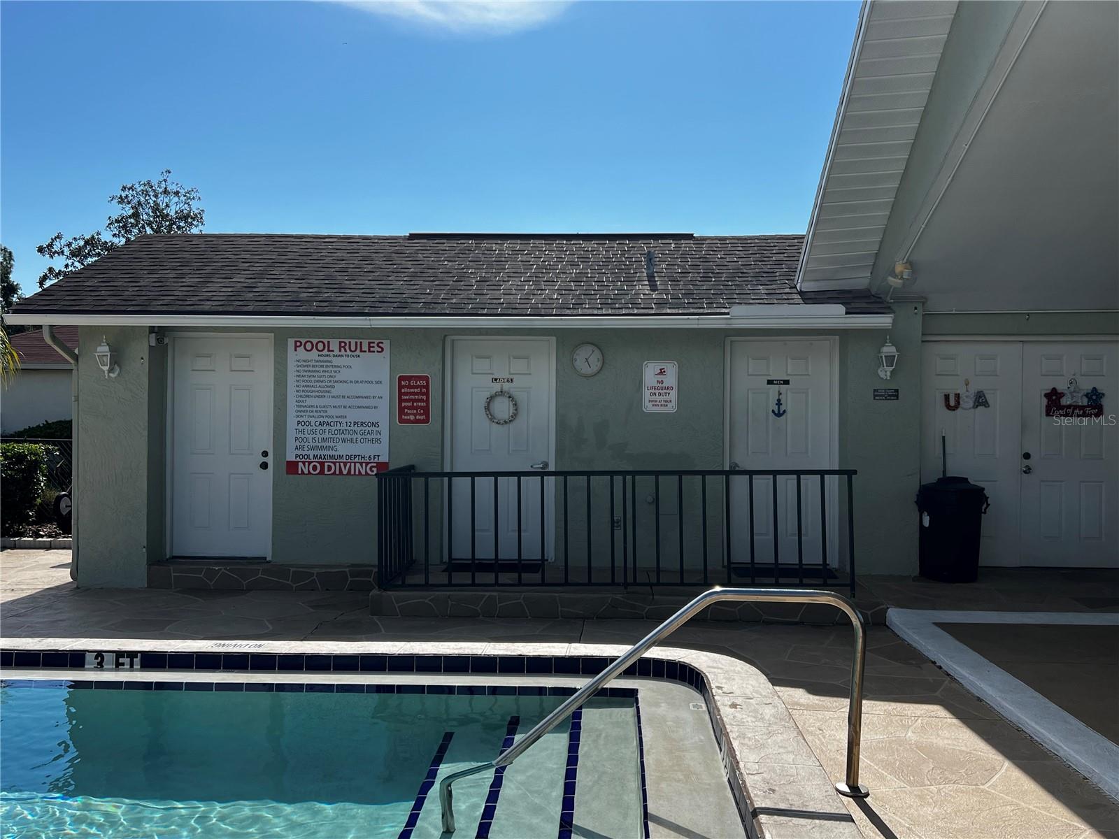 Pool Bathrooms and Pool Rules Posted