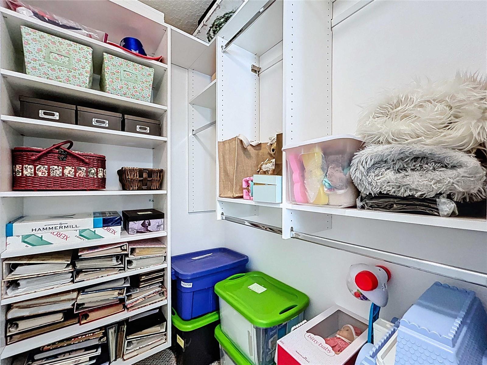 Bedroom #3 walk-in closet with built-in shelving