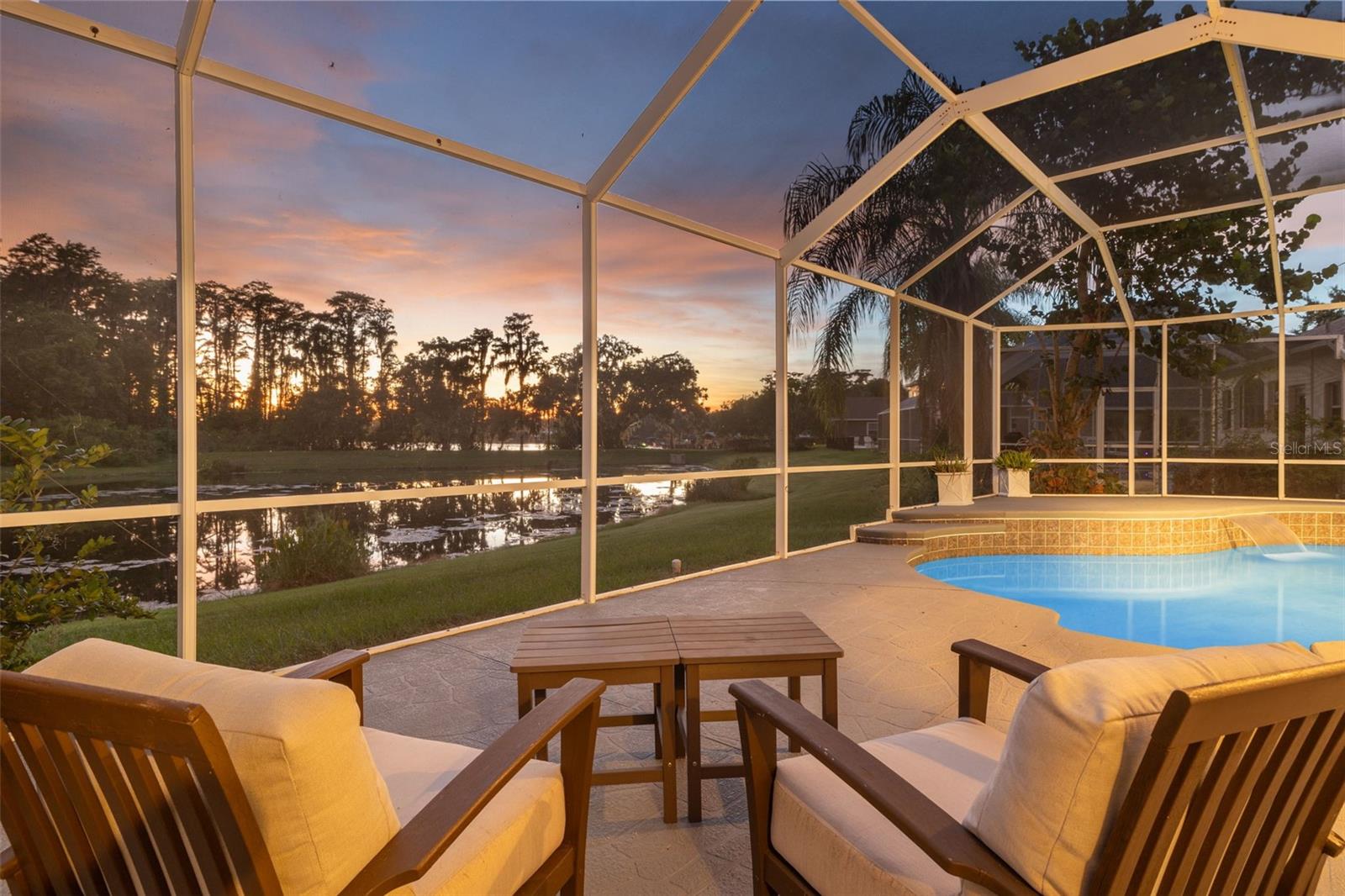 Screened-In Pool w/ Pond View