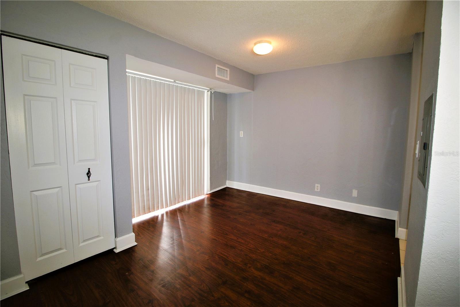 Dining area with slider out to balcony