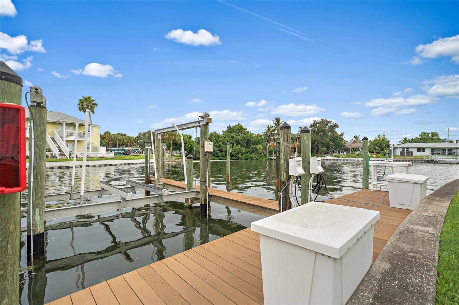 Storage box and dock with fish cleaning station and water
