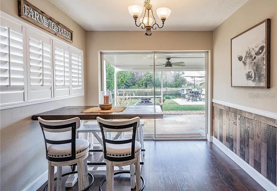 Eating area overlooking the pond!