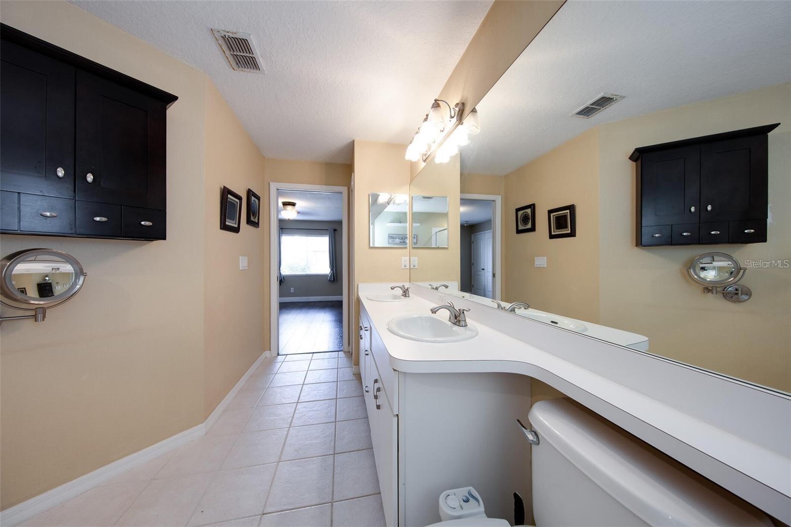 Walk-in shower and double sinks!
