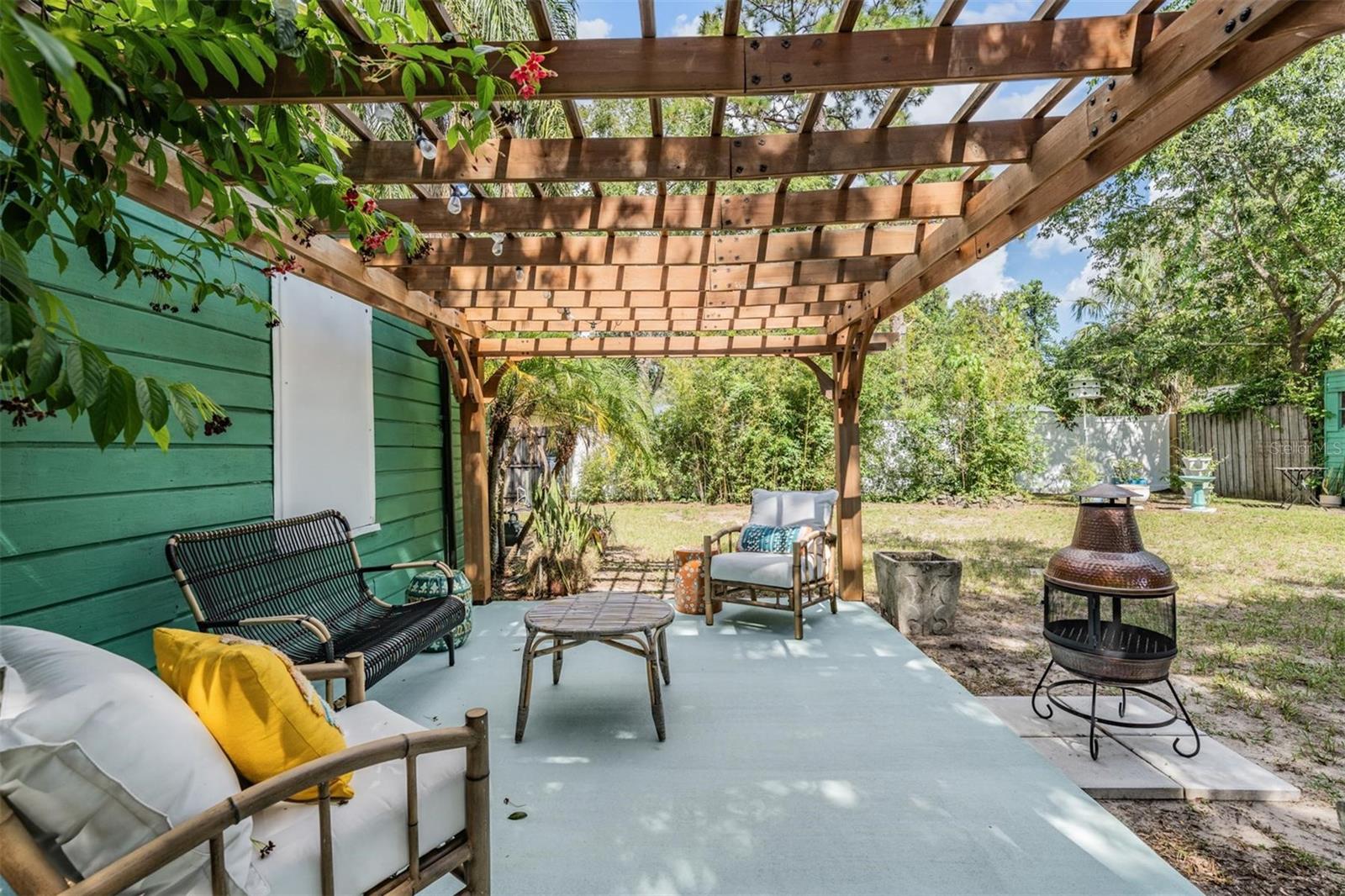 Backyard pergola