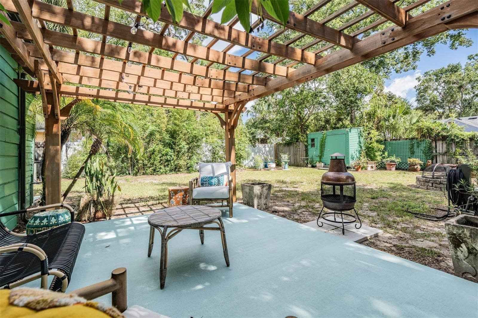 Backyard pergola