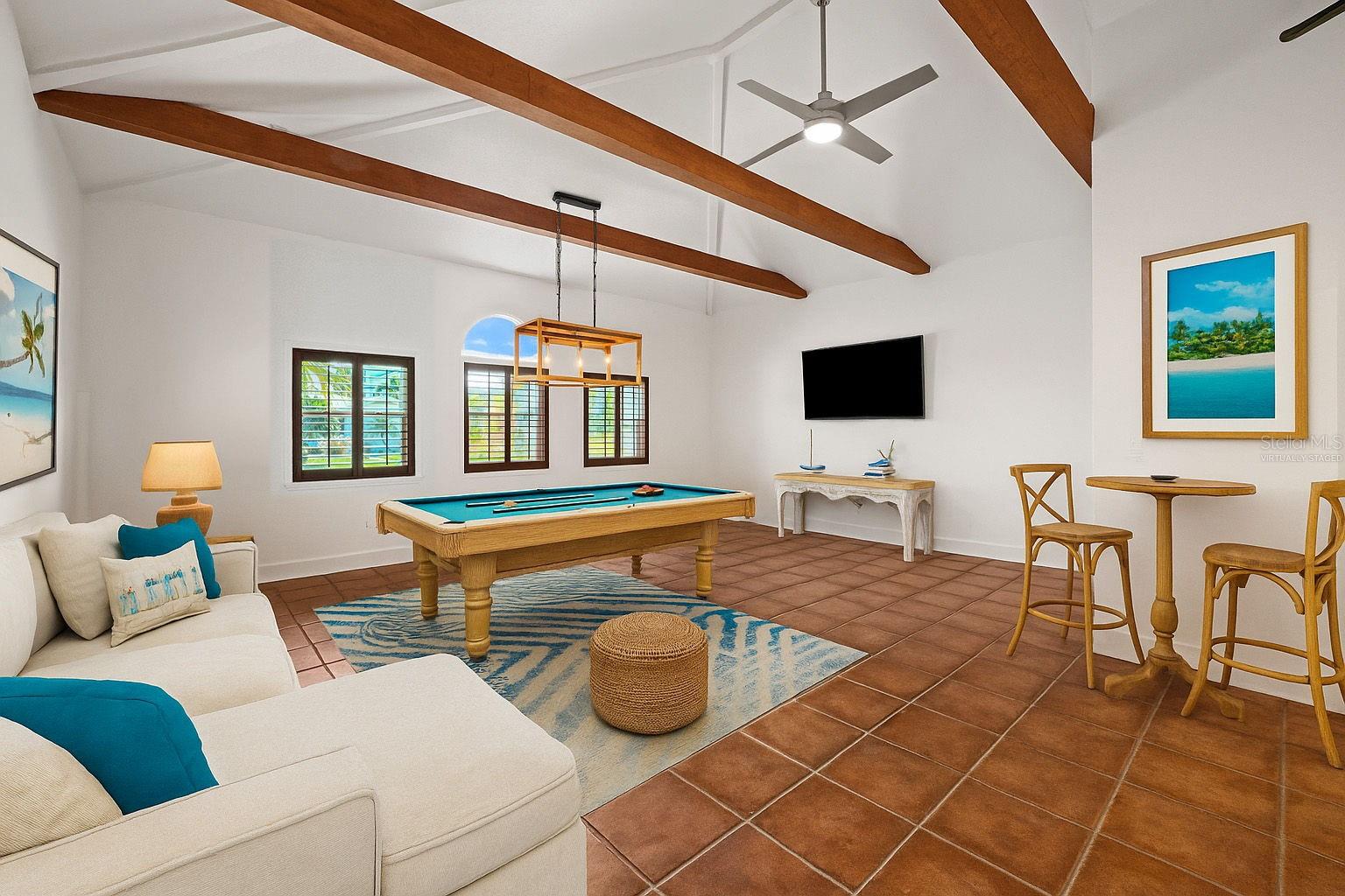 Virtually Staged Family Room as Game Room
