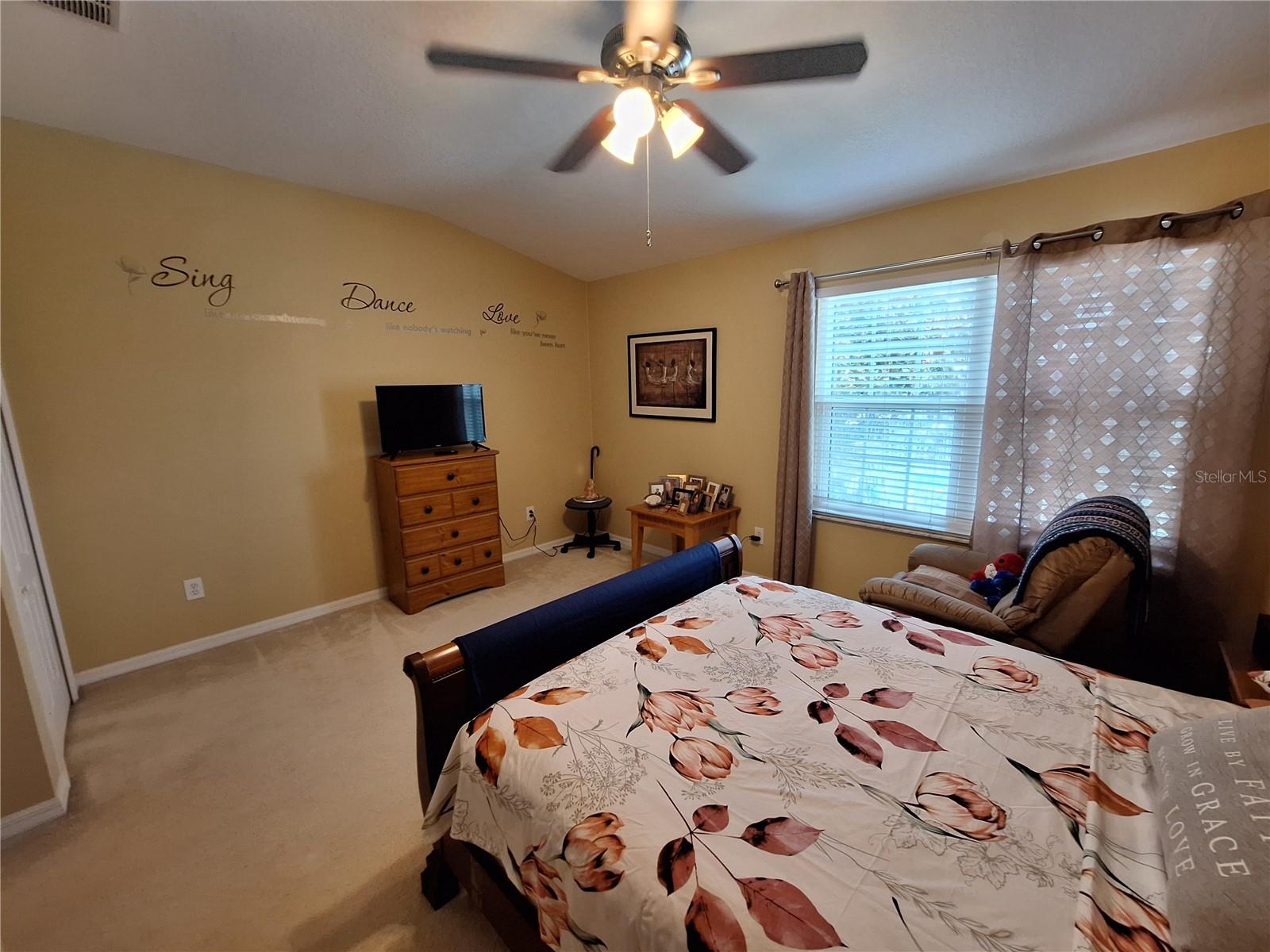 Fans, Blinds and 2 Closets, and a Full Bath in this Suite