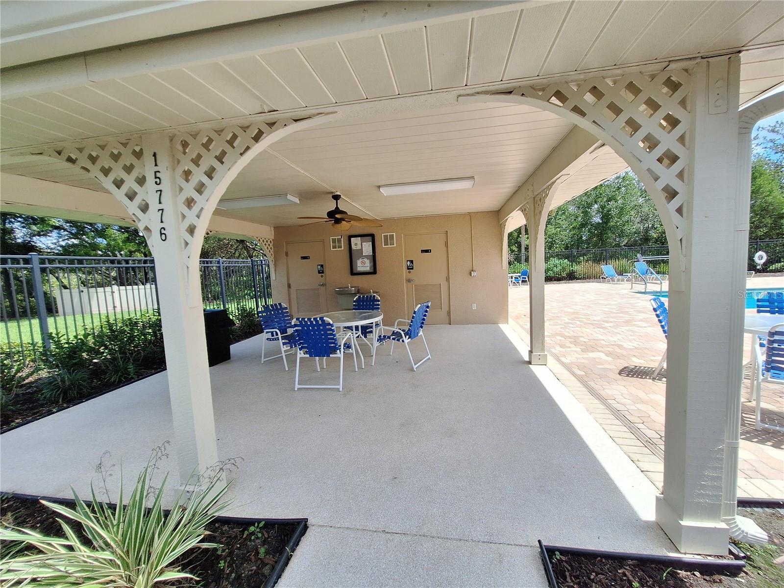 Restrooms and Covered space Poolside
