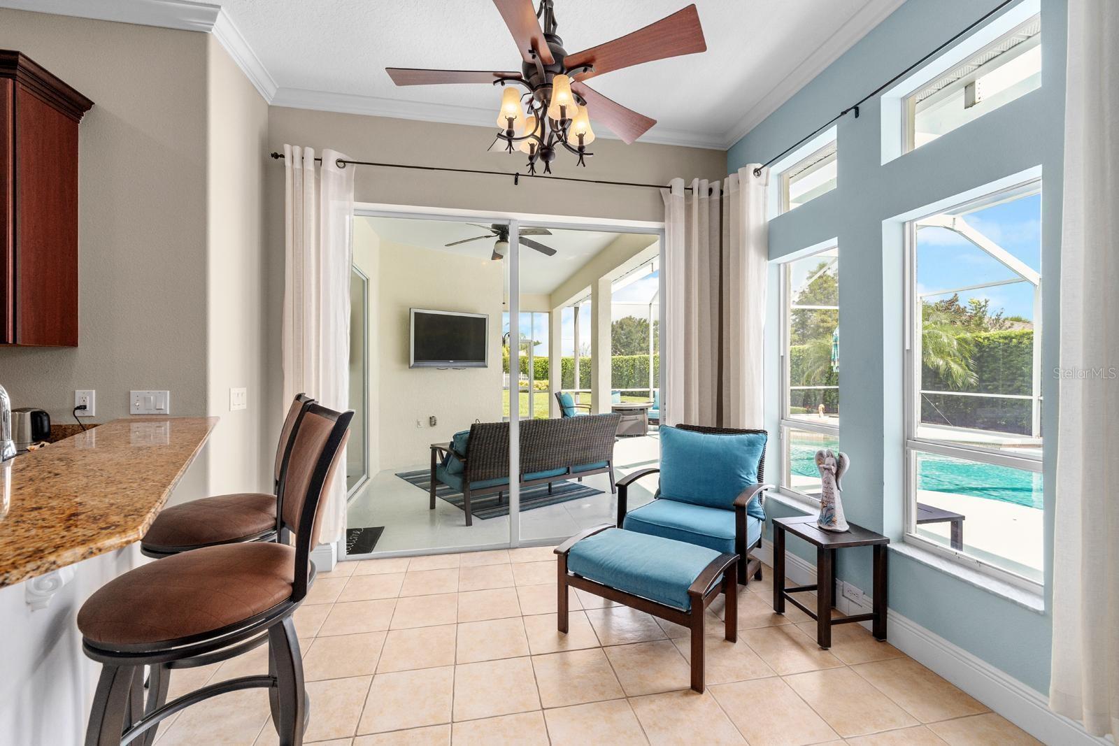 This area next to the kitchen could be for a dinette next to the windows, or a sitting area such as this to enjoy some relaxation or a good book.