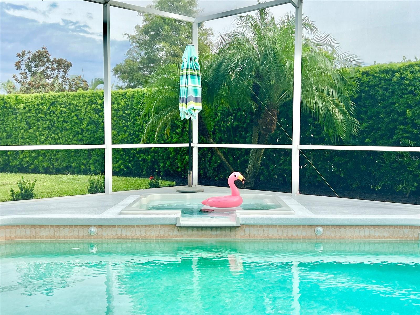 The jacuzzi has a spill-over waterfall into the pool and provides a soothing trickle you can hear from the house when the windows and doors are open.