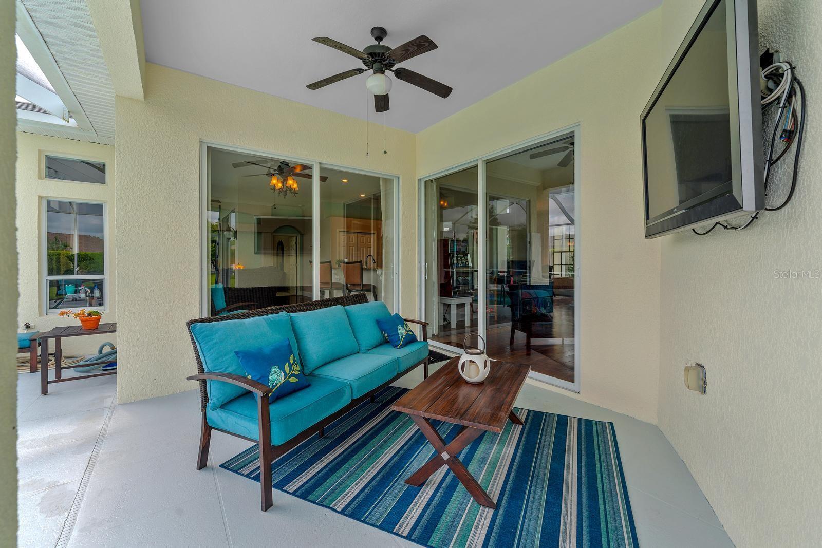 The large TV on the porch will stay with the home.