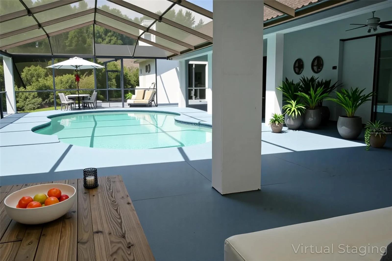Virtually Staged Pool deck (old picture)