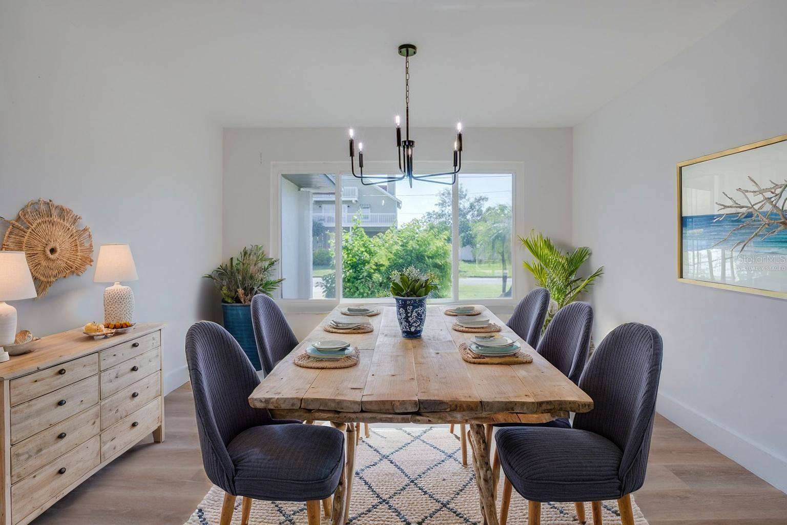 Virtually staged dining room.