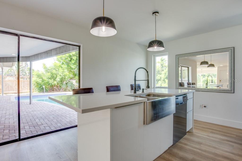 Kitchen boasts water views.