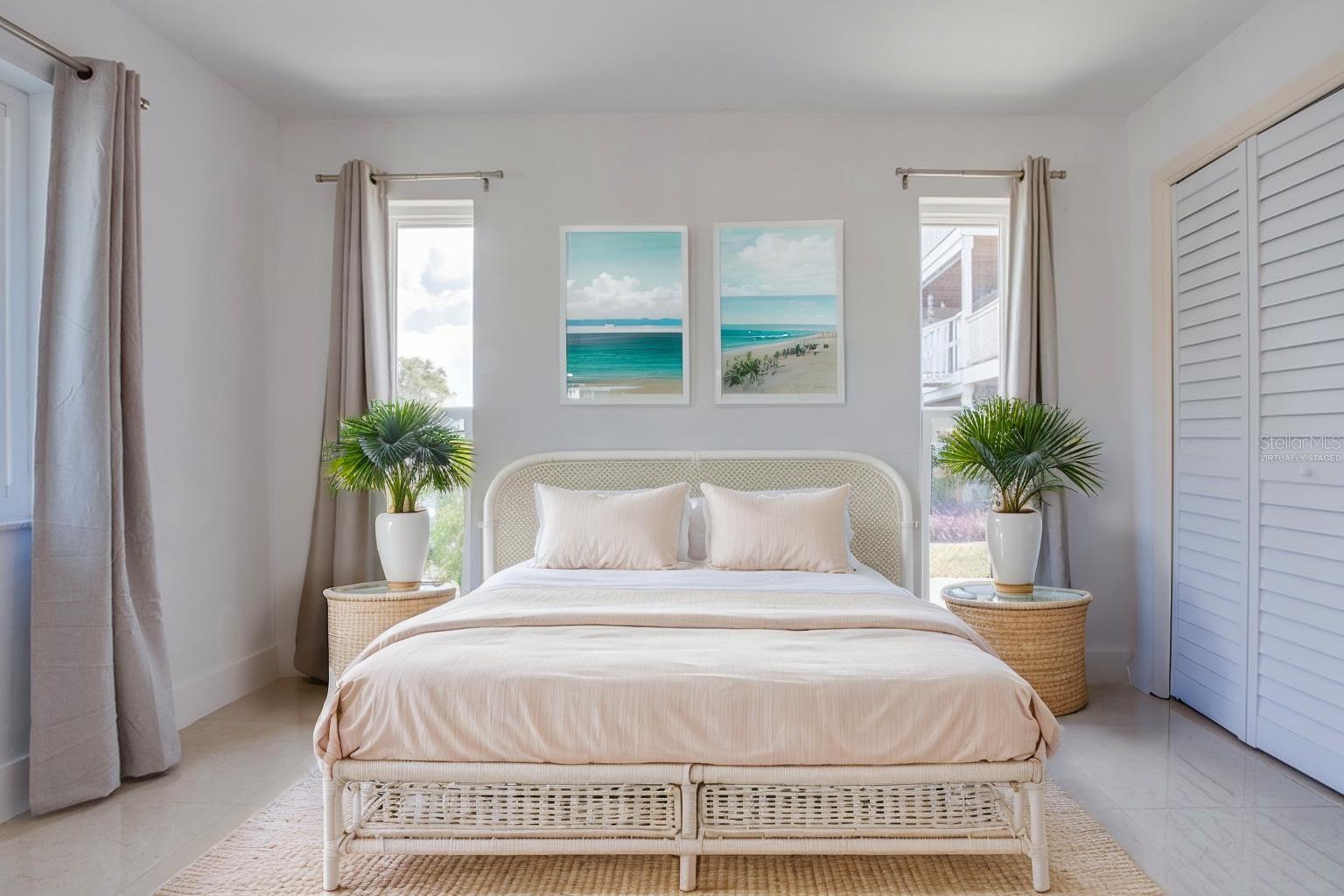 Virtually staged guest bedroom 1.
