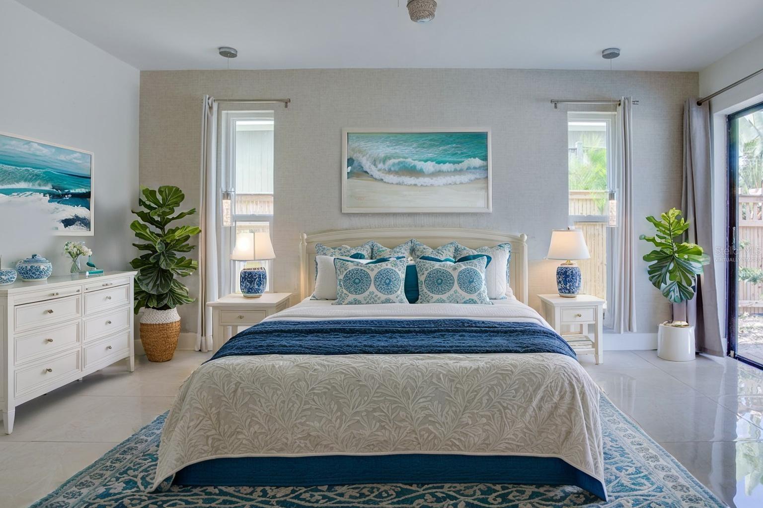 Virtually staged primary suite.