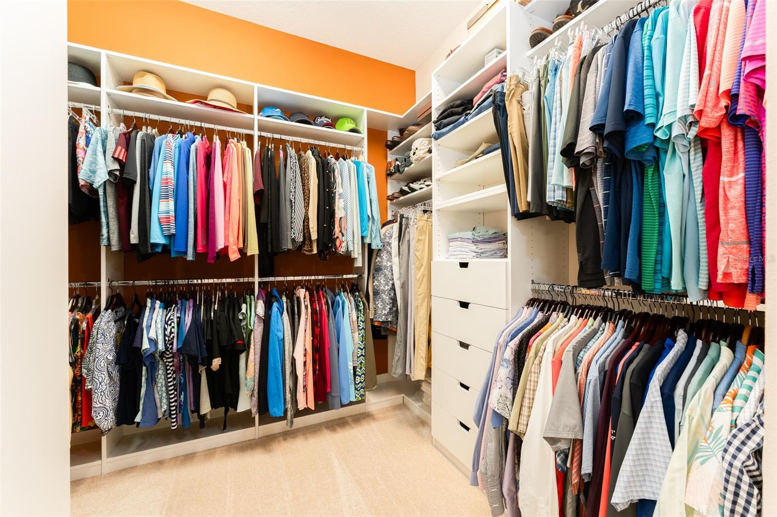 California Closet Built in Organizers in Primary Suite Walk in Closet