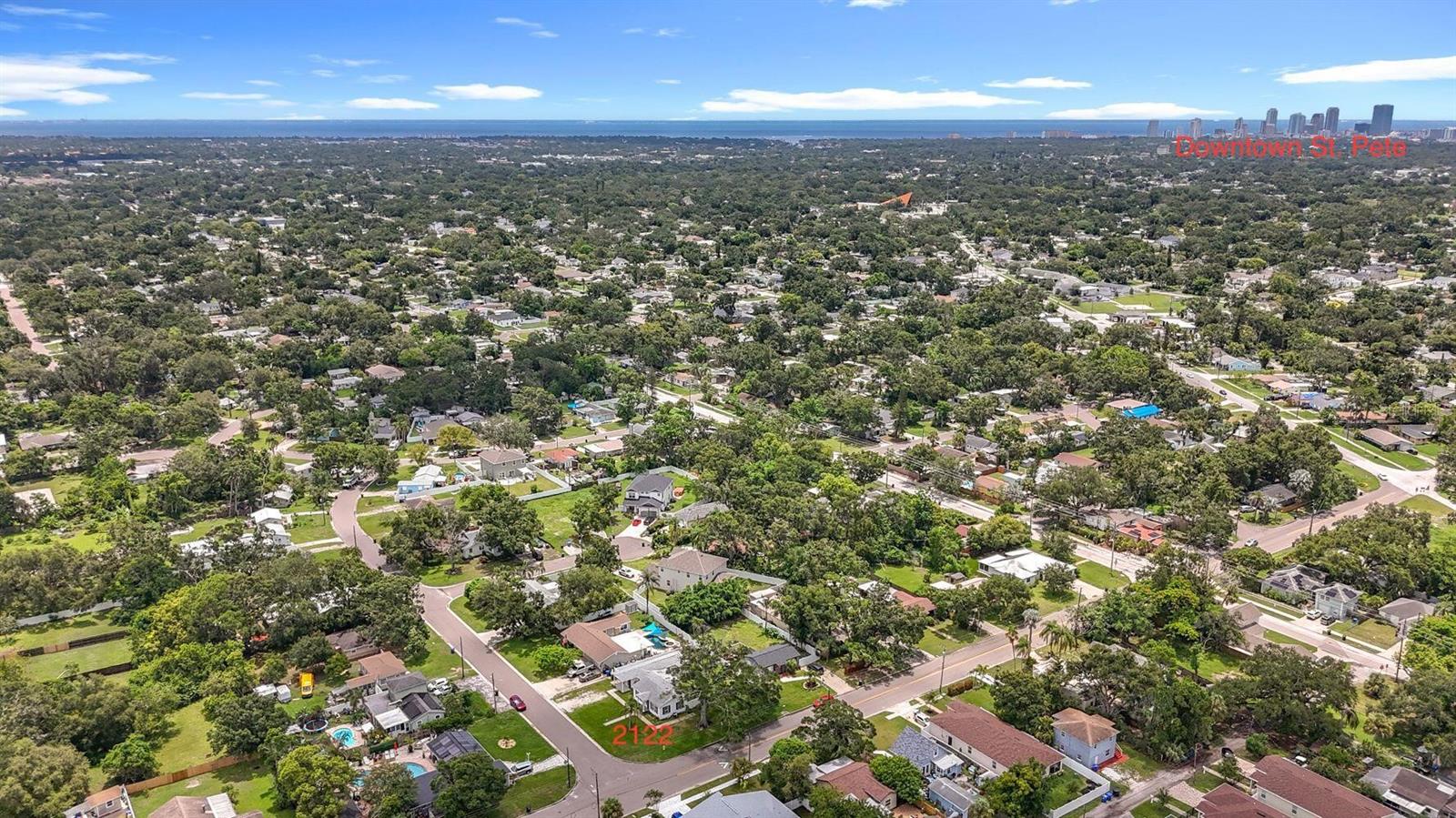 Aerial facing SE and Downtown St. Pete