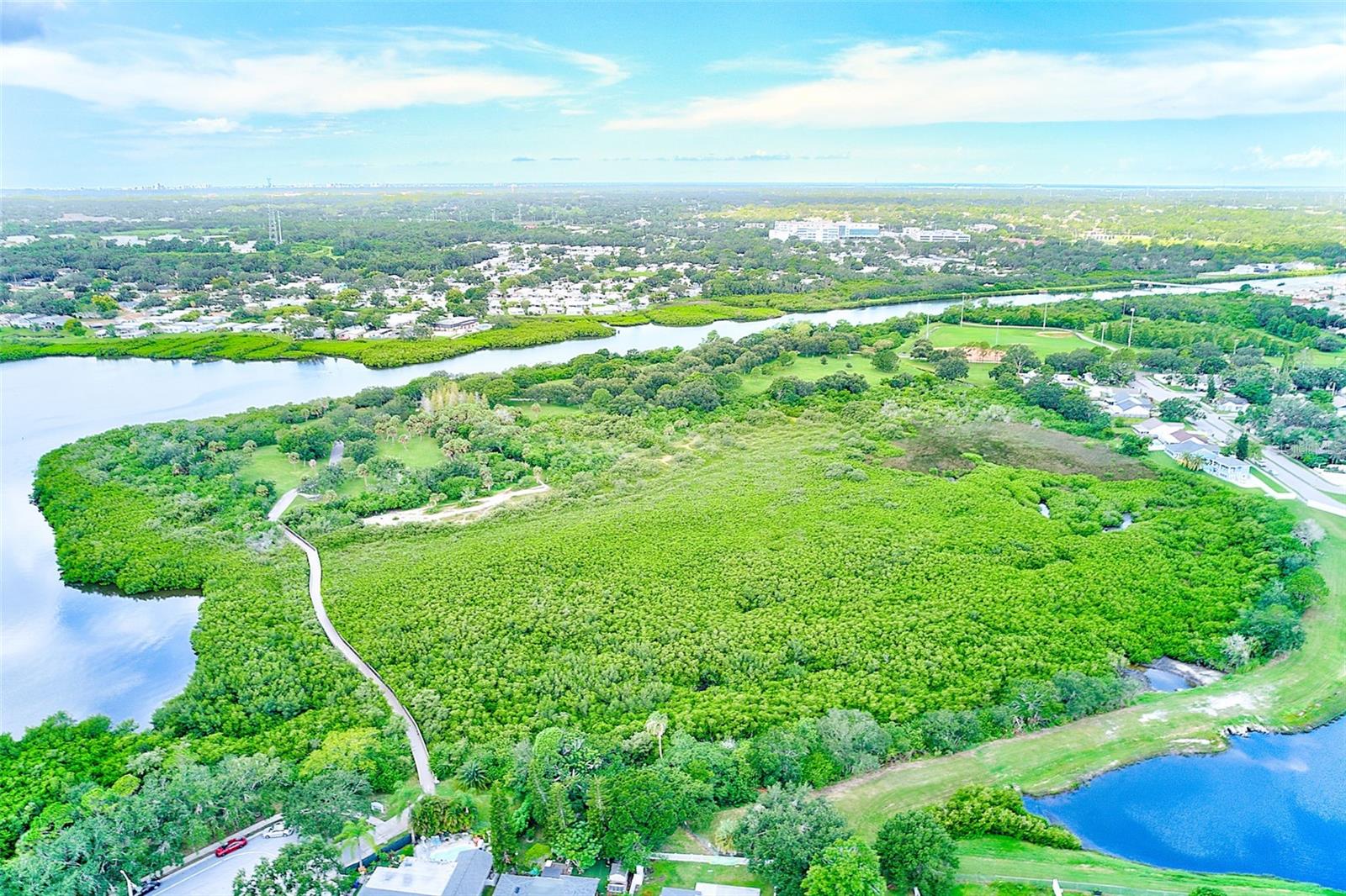 Aerial view of trail leading to Sheffield Park