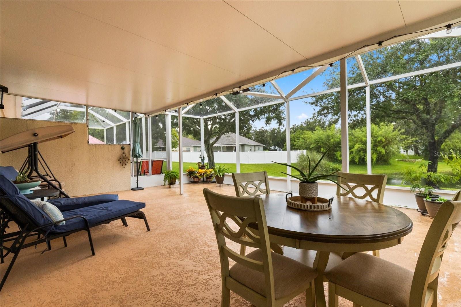 Extended lanai overlooking pond views