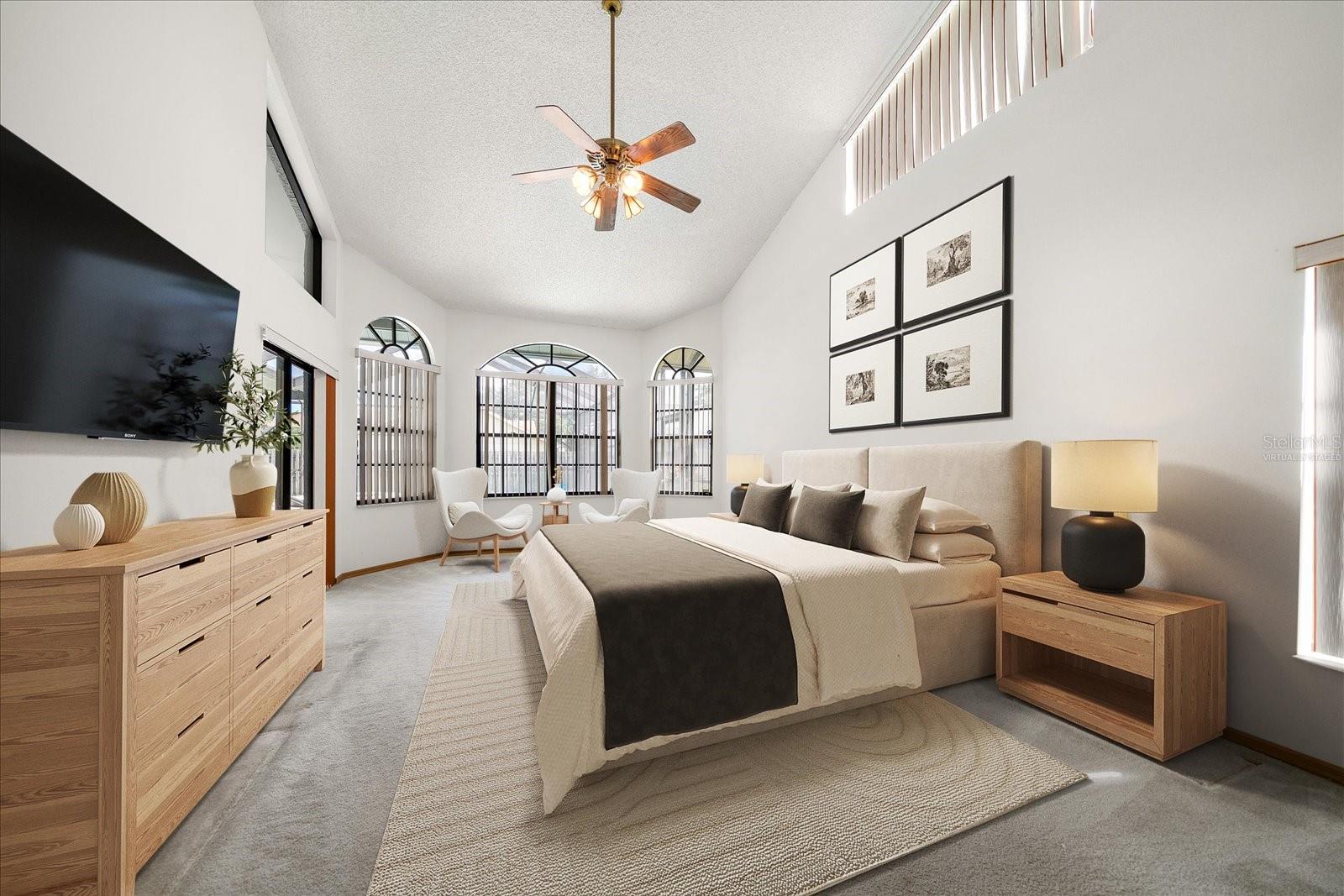 Virtually staged Primary Bedroom